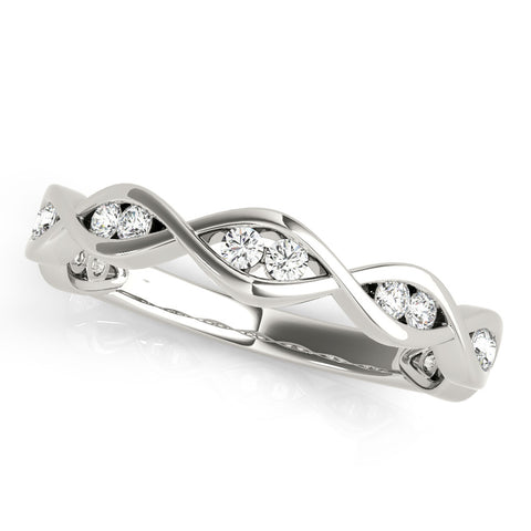 Platinum Round Diamond Twist Eternity Band with Bezel Setting