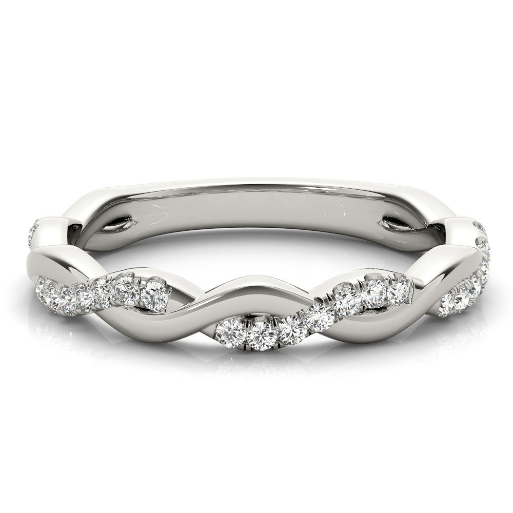 Platinum Round Diamond Twist Eternity Band with Pavé Setting 2