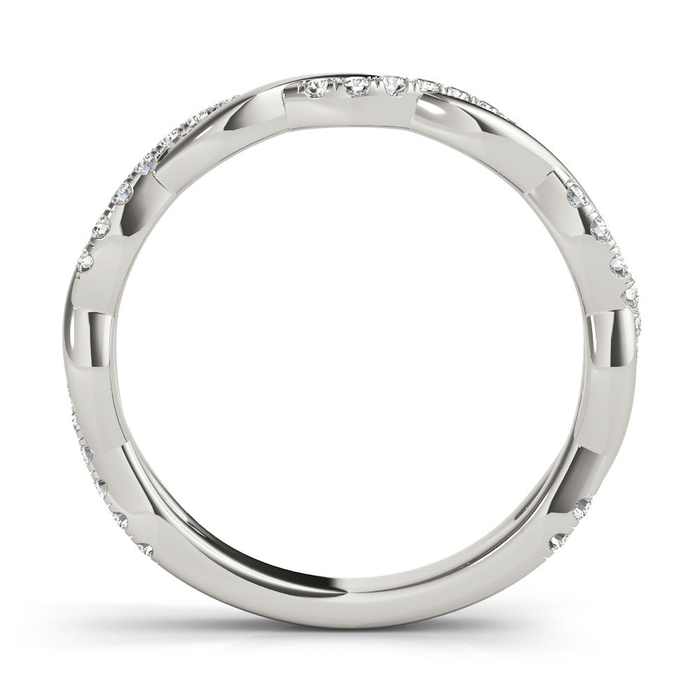 Platinum Round Diamond Twist Eternity Band with Pavé Setting