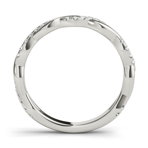 Platinum Round Diamond Twist Eternity Band with Pavé Setting