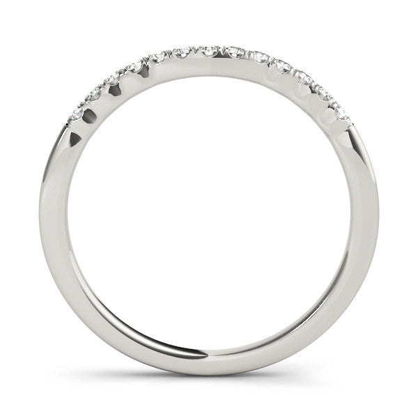 White gold Round Diamond U-Shape Pavé Curved Wedding Band