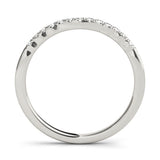 14K White Gold Round Diamond U-Shape Pavé Curved Wedding Band