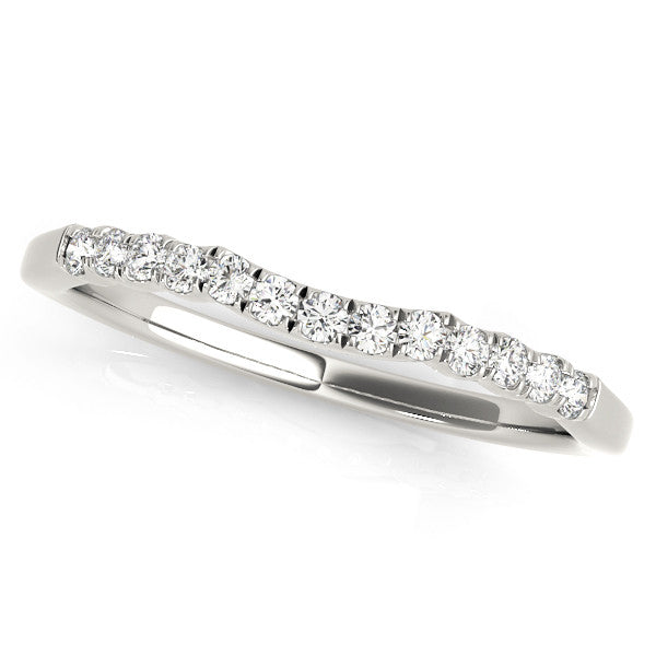14K White Gold Round Diamond U-Shape Pavé Curved Wedding Band