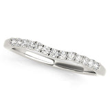14K White Gold Round Diamond U-Shape Pavé Curved Wedding Band