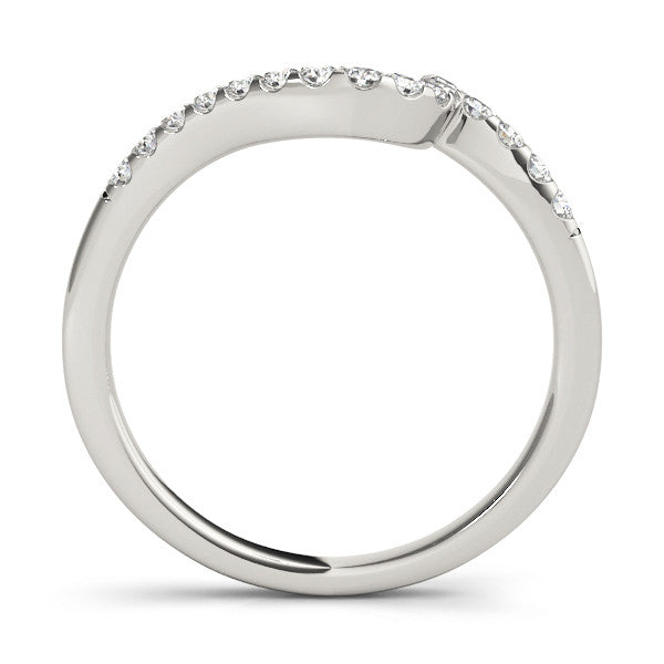 White gold Round Diamond V-Shaped Pavé Curved Band