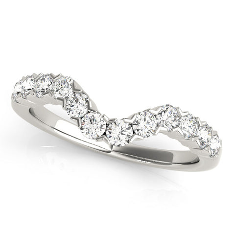 Platinum Round Diamond V-Shaped Prong Set Eternity Band