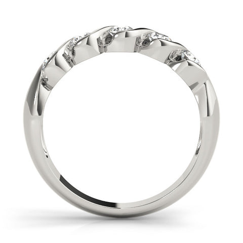 Platinum Round Diamond Wave Band with Channel Setting and Shared Prongs 1