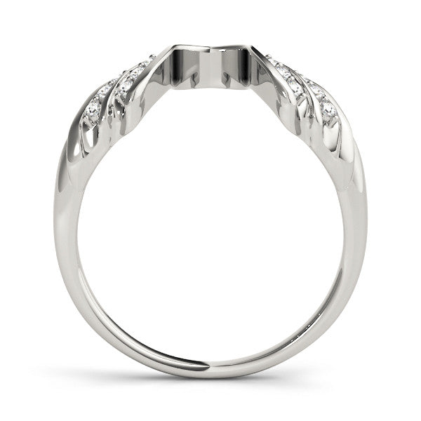 Platinum Round Diamond Wave Bypass Band with Prong Setting 1