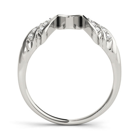 Platinum Round Diamond Wave Bypass Band with Prong Setting 1