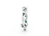 Platinum Round Emerald Leaf Eternity Band with Bezel Setting_2