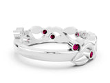 Platinum Round Garnet Leaf Eternity Band with Bezel Setting