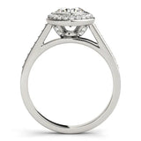 Platinum Round Halo Bezel Diamond Pave Band Ring 2