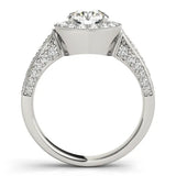 Platinum Round Halo Diamond Engagement Ring with Split Shank Band and Four-Prong Setting 2