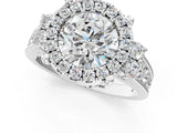 Platinum Round Halo Diamond Engagement Ring with Split Shank and Four-Prong Setting 1