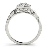 Platinum Round Halo Diamond Engagement Ring with Square Setting and Infinity Band 2