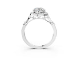 Platinum Round Halo Diamond Engagement Ring with Twisted Band and Four-Prong Setting 3