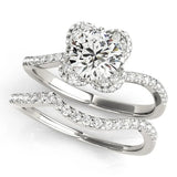 Platinum Round Halo Diamond Engagement Ring with Twisted Pave Band and Four-Prong Setting 1