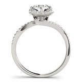 Platinum Round Halo Diamond Engagement Ring with Twisted Pave Band and Four-Prong Setting 2