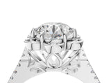 Platinum Round Halo Diamond Floral Split Shank Engagement Ring 4