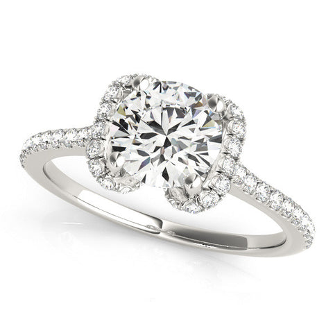 Platinum Round Halo Diamond Pavé Band with Four-Prong Setting 1