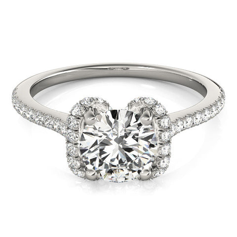 Platinum Round Halo Diamond Pavé Band with Four-Prong Setting 2