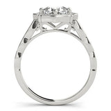 Platinum Round Halo Diamond Ring with Milgrain Band and Four-Prong Setting 2