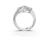 Platinum Round Halo Diamond Ring with Milgrain Bezel and Prong Setting_17