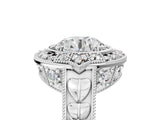 Platinum Round Halo Diamond Ring with Milgrain Bezel and Prong Setting_19