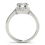 Platinum Round Halo Diamond Ring with Solitaire Band and Four-Prong Setting 1
