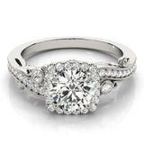 Platinum Round Halo Diamond Ring with Twisted Band and Four-Prong Setting 1