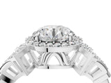 Platinum Round Halo Diamond Split Shank Engagement Ring with Four-Prong Setting_18