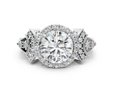 Platinum Round Halo Diamond Split Shank Engagement Ring with Four-Prong Setting_44