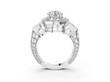 Platinum Round Halo Milgrain Diamond Engagement Ring with Leaf Band and Four-Prong Setting_29