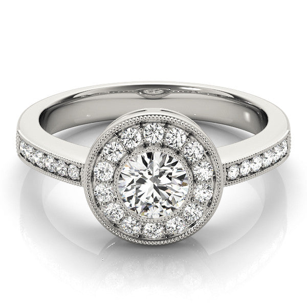 Platinum Round Halo Pavé Diamond Engagement Ring 2