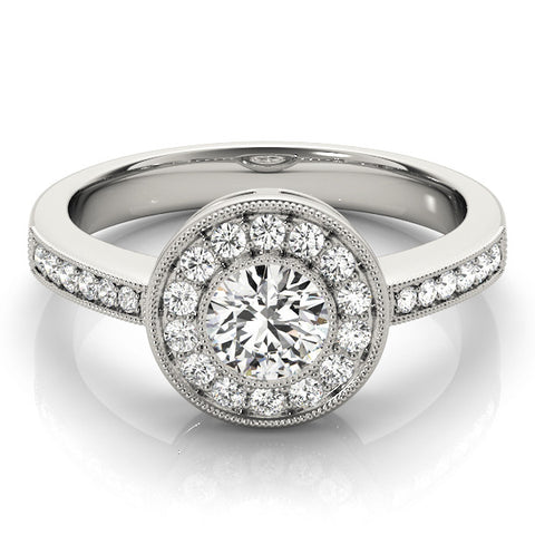 Platinum Round Halo Pavé Diamond Engagement Ring 2