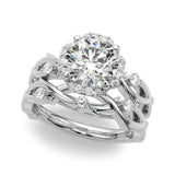 Platinum Round Halo Solitaire Diamond Ring with Twisted Band and Four-Prong Setting 1