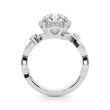 Platinum Round Halo Solitaire Diamond Ring with Twisted Band and Four-Prong Setting 2