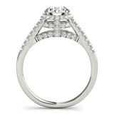 Platinum Round Halo Split Shank Diamond Engagement Ring 1