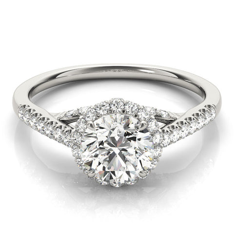 Platinum Round Halo Split Shank Diamond Engagement Ring 2