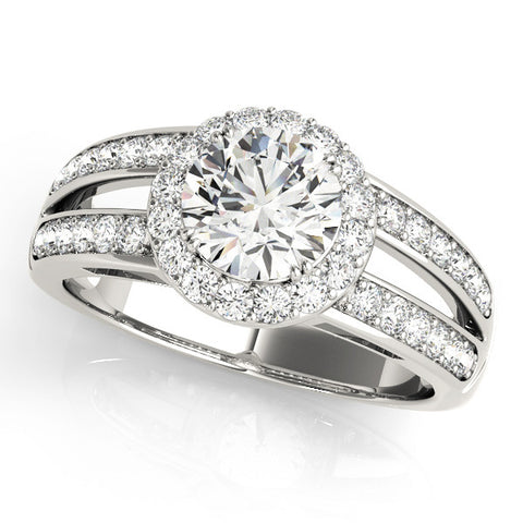 Platinum Round Halo Split Shank Diamond Ring with Pave Setting 1