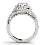 Platinum Round Halo Twist Band Prong Setting Ring 2