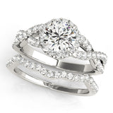 Platinum Round Halo Twist Band Solitaire Ring with Four-Prong Setting 2