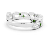 Platinum Round Peridot Leaf Eternity Band with Bezel Setting