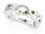 Platinum Round Peridot Leaf Eternity Band with Bezel Setting_1