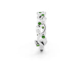 Platinum Round Peridot Leaf Eternity Band with Bezel Setting_2