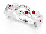 Platinum Round Ruby Leaf Eternity Band with Bezel Setting_1