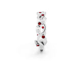 Platinum Round Ruby Leaf Eternity Band with Bezel Setting_2