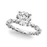 Platinum Round Solitaire Diamond Bezel-Set Eternity Band with Prong Setting 1