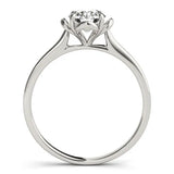 Platinum Round Solitaire Diamond Ring with Floral Prong Setting and Classic Band 1