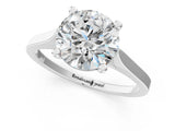 Platinum Round Solitaire Diamond Ring with Four-Prong Setting and Tapered Band 2